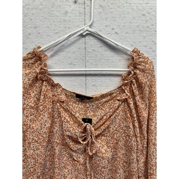 Lulus NWT Babydoll Fairy Sheer Blouse Long Sleeve Small Floral Swifty Coquette - Picture 4 of 9